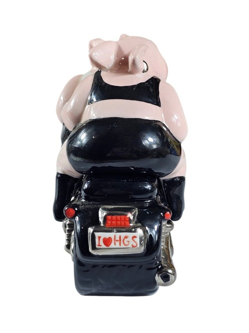 Vintage Biker Hogs Clay Art SALT & Pepper Shakers Ceramic Pigs on Motorcycle - Picture 4 of 9